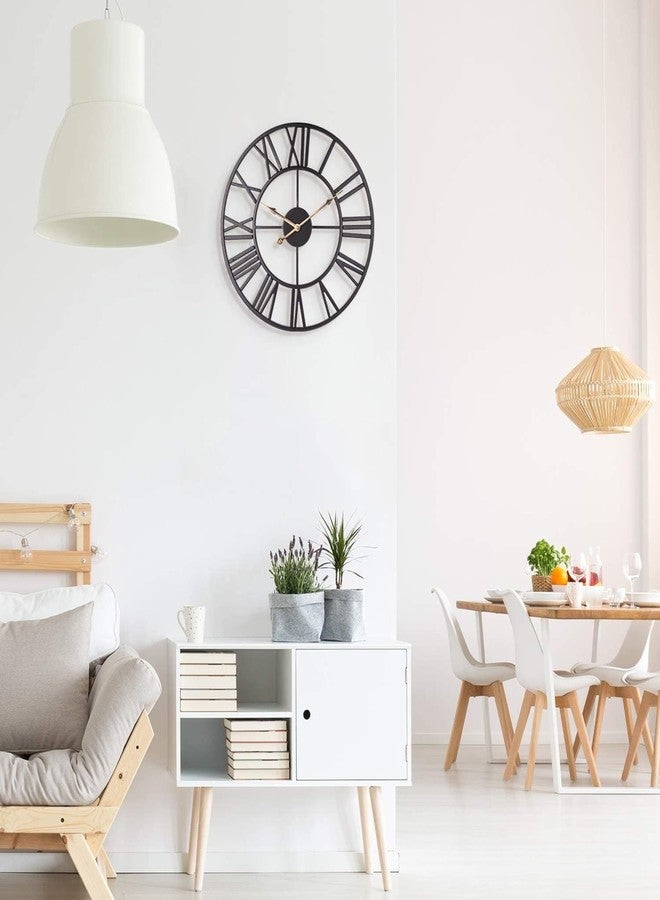 Ventuos 24 inch Thicken & Heavy Large Metal Wall Clocks for Living Room Decor Large Decorative Clock Oversized,Big Roman Numeral Non Ticking (Black) - Image 4